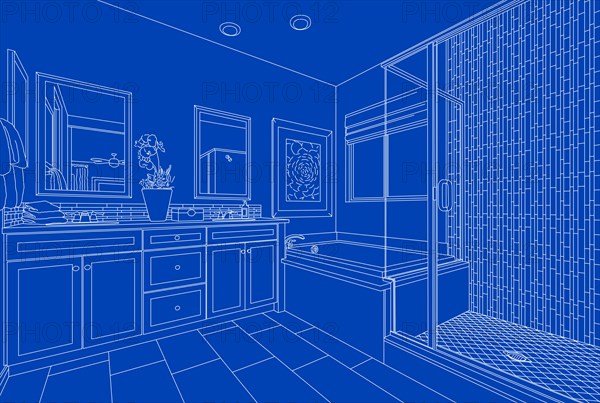 Beautiful custom kitchen blueprint design drawing