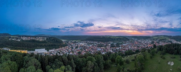 City panorama over the Swabian Alb