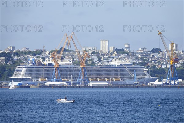 Cruise ship Anthem of the Seas of the shipping company Royal Caribbean International in the dock of the Damen Ship Repair shipyard in Brest