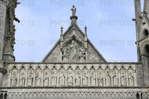 Pediment of the west facade of Notre Dame of Chartres Cathedral