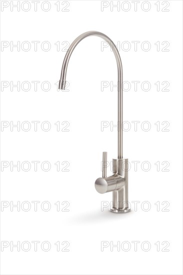 Custom stainless steel faucet isolated on a white background