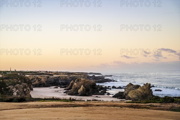 Beautiful landscape and seascape with rock formation in Samoqueira Beach