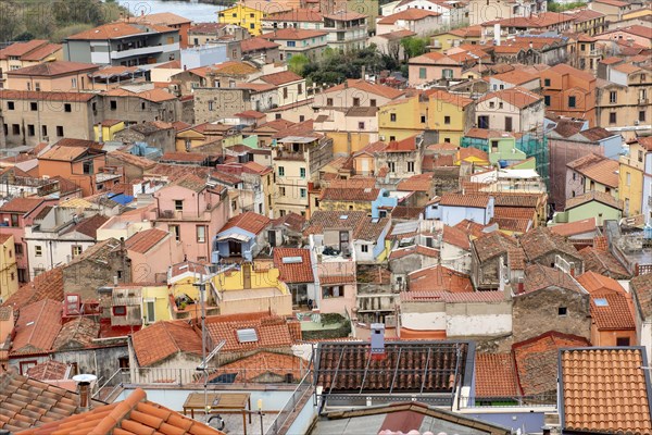 View of the town of Bosa from Castle of Serravalle