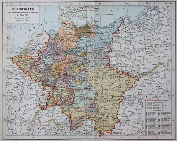 Map of Germany at the outbreak of the French Revolution in 1789