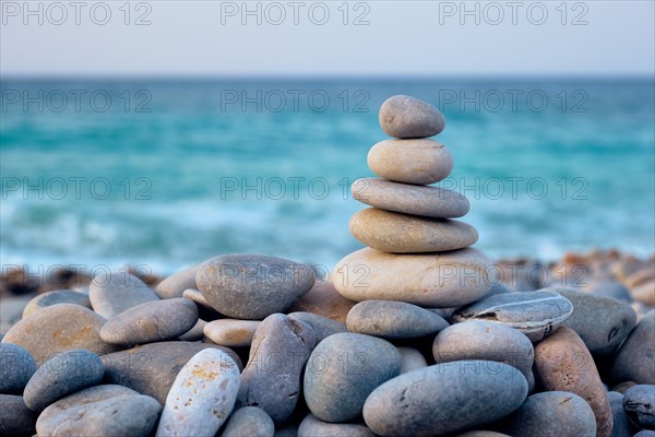 Stacked stones on the beach