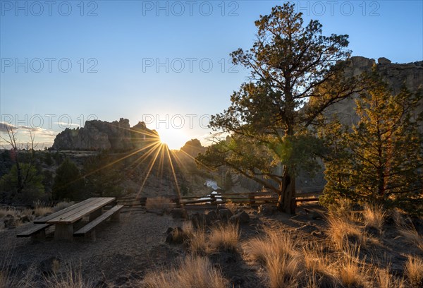 Bench and table at viewpoint