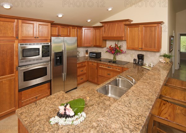 Modern kitchen with brushed aluminum appliances