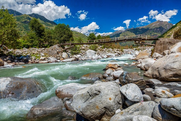 Wooden bridge over Beas River