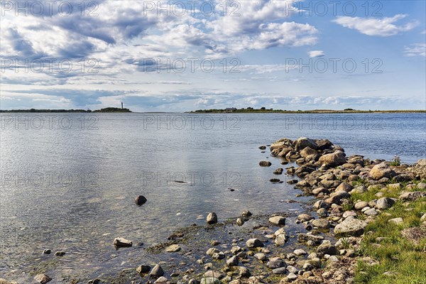 View of lagoon-like bay Grankullaviken with lighthouse Lange Erik on the horizon