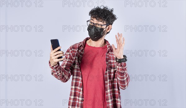 Man making video call isolated