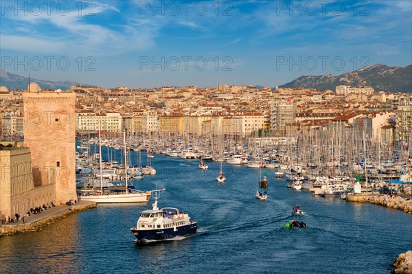 Yachts coming from boat regatta to Marseille Old Port