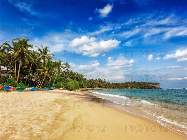 Tropical paradise idyllic beach. Mirissa