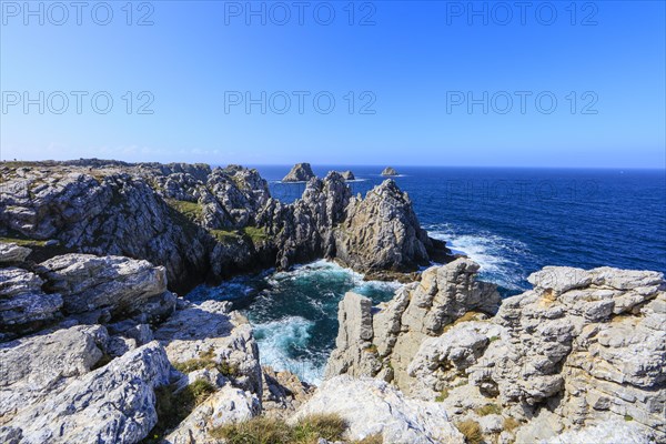 View from the Monument Aux Bretons at Pointe de Pen Hir on the rocks Les Tas de Pois