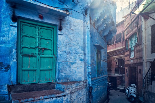 Blue houses in streets of of Jodhpur