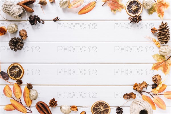 Autumn frame composition white background