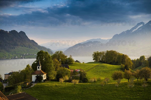 Panorama with lake and mountains