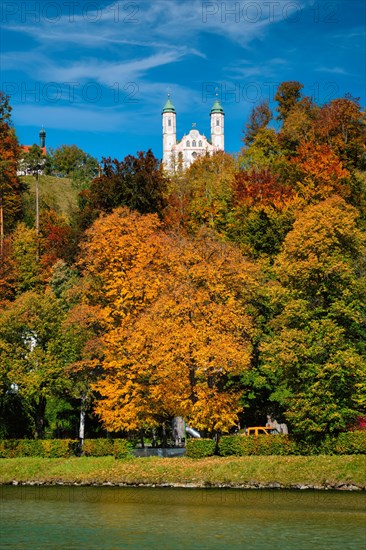 View of Kalvarienbergkirche chuch in Bad Tolz town in Bavaria