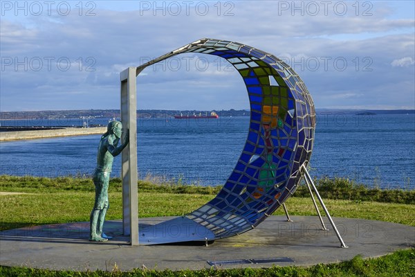 Sculpture Brest Porte Oceane by Veronique Millour and Philippe Meffroy at the entrance to the Bay of Brest