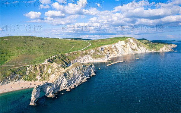 White Cliffs over Jurassic Coast and Durdle Door