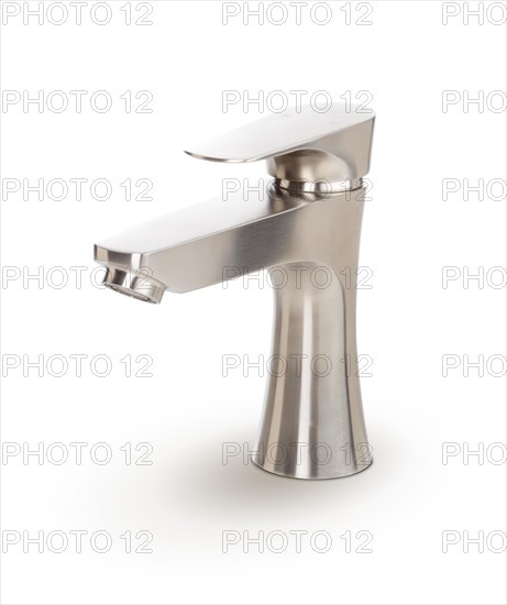 Custom stainless steel faucet isolated on a white background