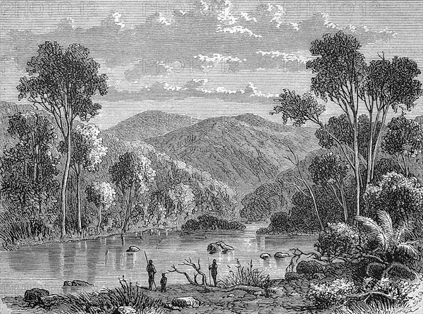 Landschaft im oberen Mitta-Mitta in der britischen Kolonie Victoria