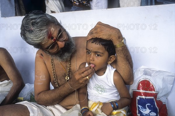 Ezhuthiniruthu Ceremony on Vijayadasami day in Saraswathy temple at Panachikadu near Kottayam