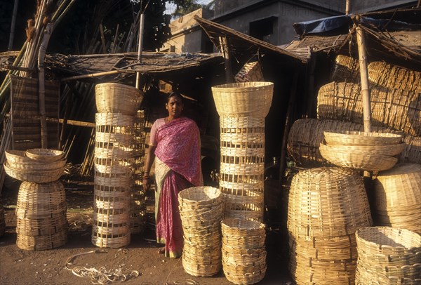 Basket shop in Thudiyalur Periodical Market near Coimbatore India