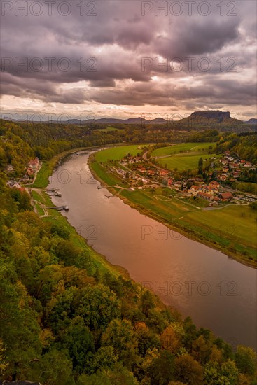 Bastei view of the Elbe valley towards Rathen