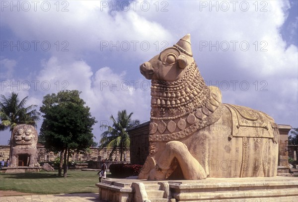 Stucco Nandi in Siva temple at Gangaikonda Cholapuram