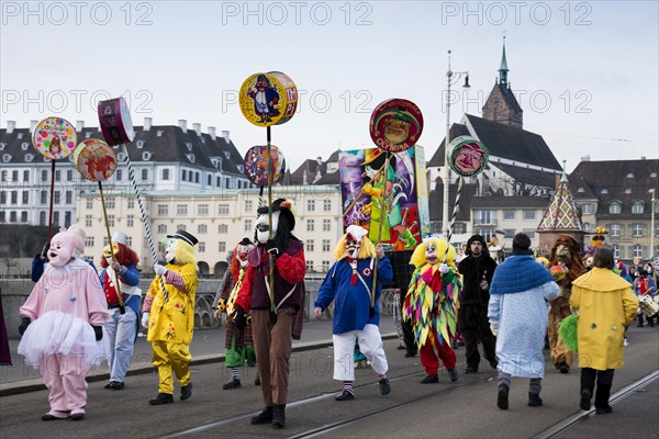 Dressed-up musicians at the Morgenstraich