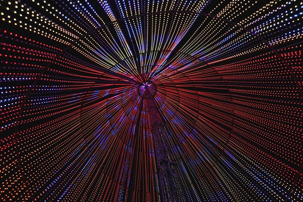 Inside view into the illuminated top of a light structure