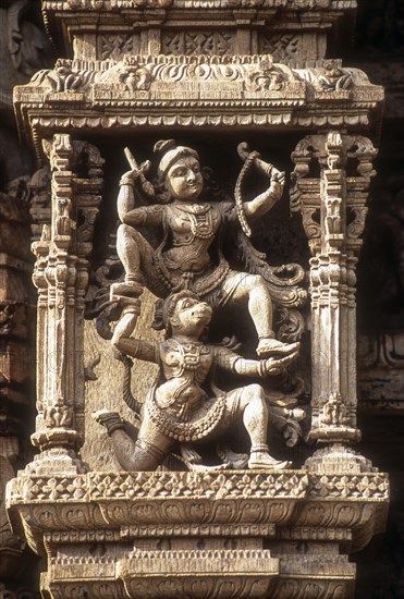 350 years old wooden carvings in a temple chariot in Madurai