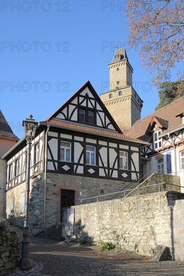 Kronberg Castle built 13th century and half-timbered house in Kronberg