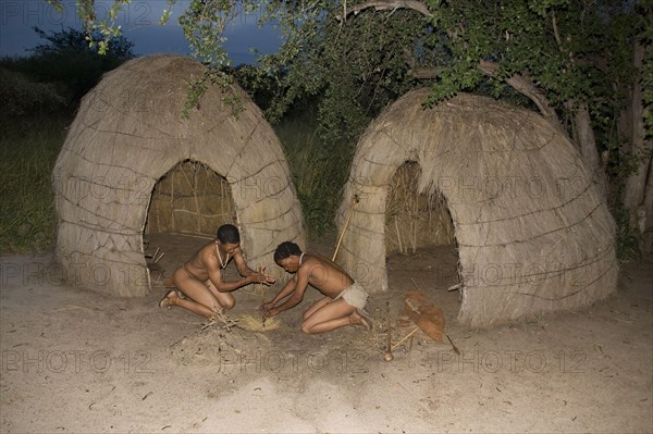 The Bushmen are the oldest inhabitants of southern Africa and live in small huts made of grass