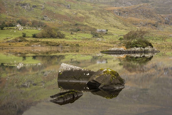 Rocks reflected in lake