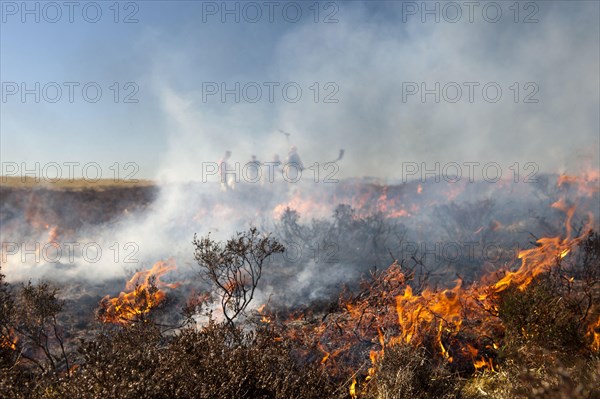 Firefighters tackling heather moor fire on a shooting range that had got out of control