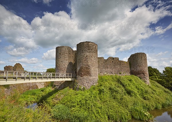 View of medieval castle with moat