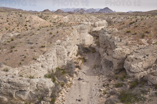 View of eroded rocks with layers of hardened volcanic ash