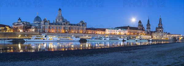 City view as panorama at blue hour with Academy of Arts