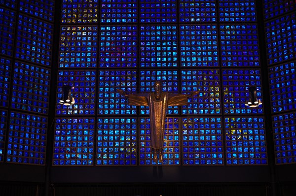 Altar room with resurrection Christ by Karl Hemmeter above the altar