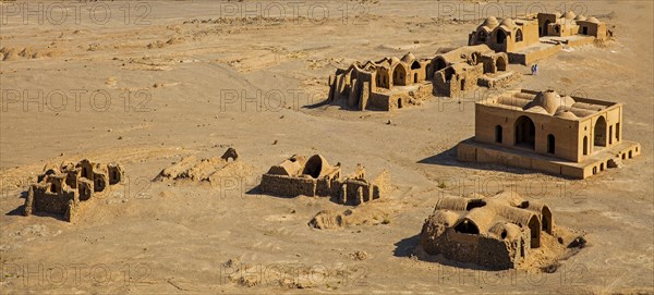 Panoramic view of houses of the dead from the Towers of Silence