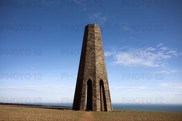 View of the aid to navigation on the cliff built in 1864 by the Dartmouth Harbour Commissioners to guide mariners to the position of the harbour mouth at Dartmouth