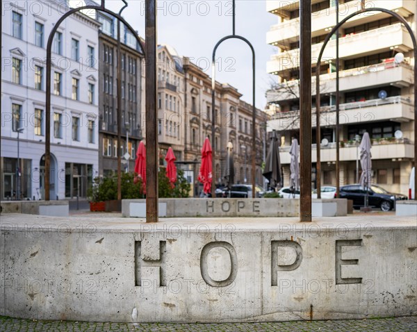 Inscription Hope on a concrete plinth