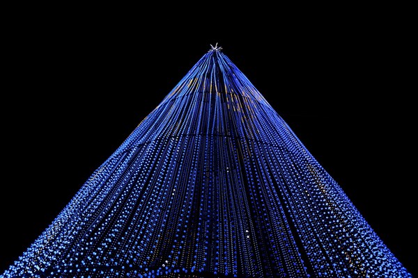 Tall structure with 100000 light bulbs at a multimedia sound and light show