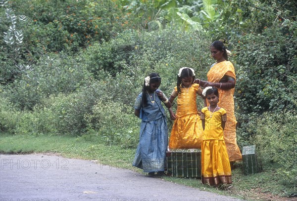 Villagers waiting for bus