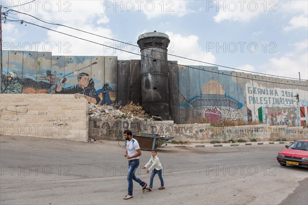 Wall near the Palestinian refugee camp Aida near Bethlehem