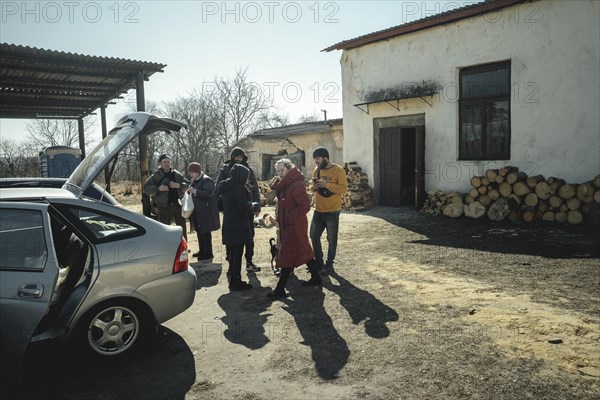 Refugees shortly in front of their departure to Poland