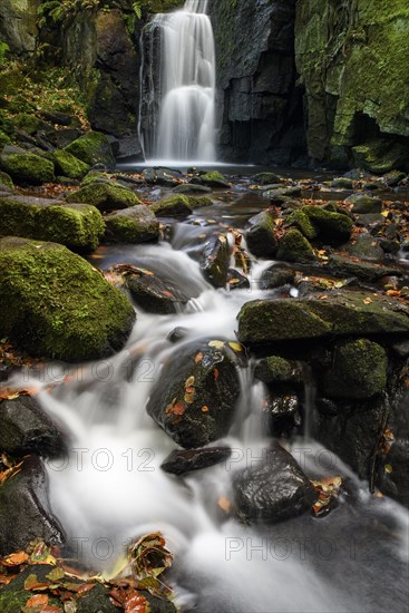 Cascading river and waterfall in the gorge