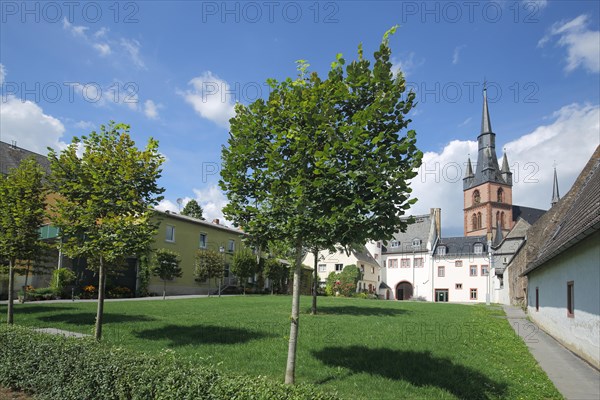 View of the tower of the Gothic St. Valentinus and Dionysius Church in Kiedrich