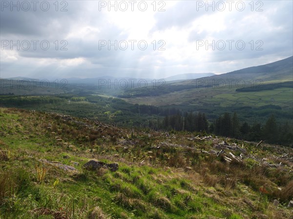 Hilly landscape in Southern Ireland on the edge of the Ring of Kerry. Ballaghasheen Pass